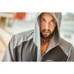 COMPACTE BADJAS VOOR HEREN TWEEKLEURIG GRIJS -Trend Kledij Verkoop compacte badjas voor heren tweekleurig grijs 8