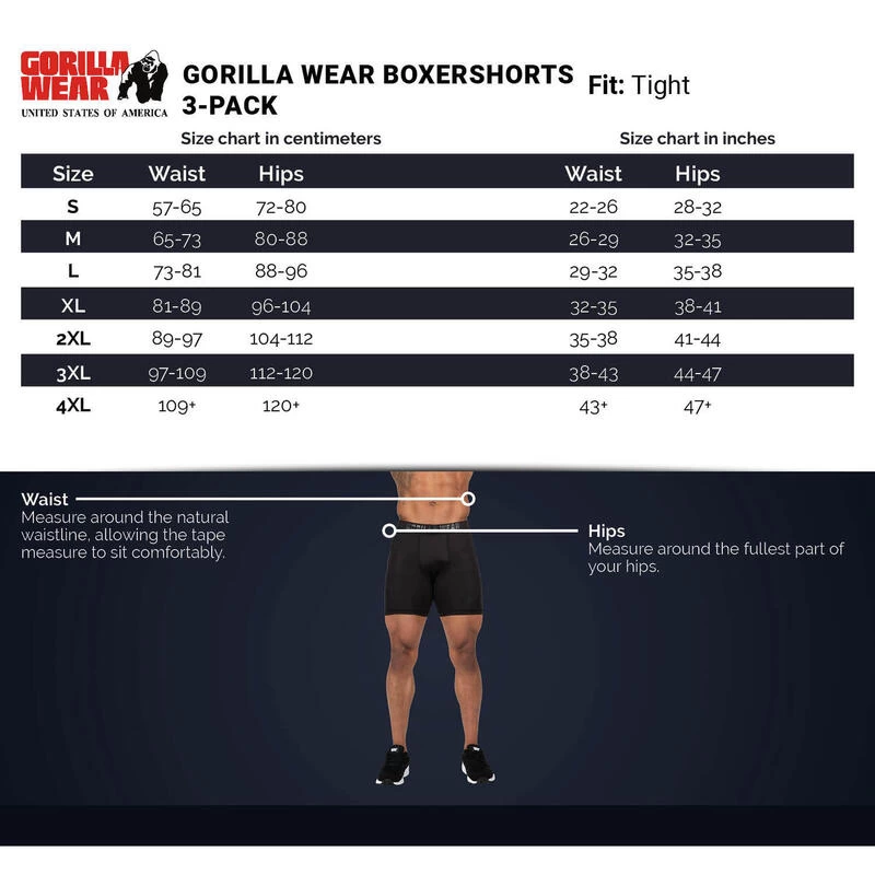 Gorilla Wear Boxershorts 3-Pack - Gray/Blue/Red 5 Gorilla Wear Boxershorts 3-Pack - Gray/Blue/Red - Afbeelding 5