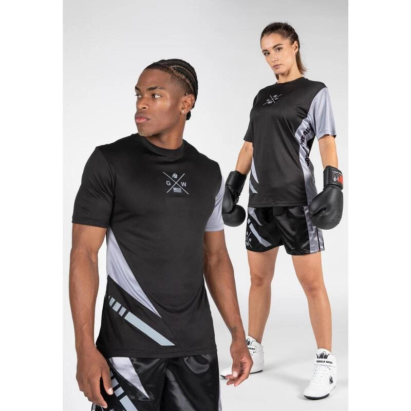 Gorilla Wear Hornell T-Shirt - Unisex - Zwart/Grijs - XS 1 Gorilla Wear Hornell T-Shirt - Unisex - Zwart/Grijs - XS