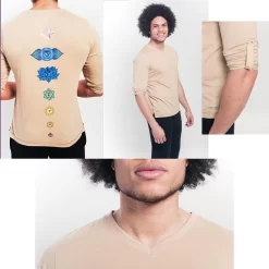 Heren Yoga T-shirt 100% Premium Katoen Extra Zacht 7 Chakras Handgeschilderd -Trend Kledij Verkoop heren yoga t shirt 100 premium katoen extra zacht 7 chakras handgeschilderd 4