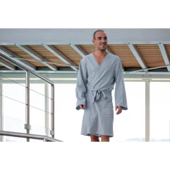 Lichte Badjas Uniseks Biokatoen -Trend Kledij Verkoop lichte badjas uniseks biokatoen grijs 5