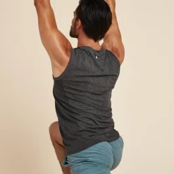 Mouwloos Yogashirt Voor Heren Naadloos -Trend Kledij Verkoop naadloos en mouwloos yogashirt voor heren donkergrijs 3