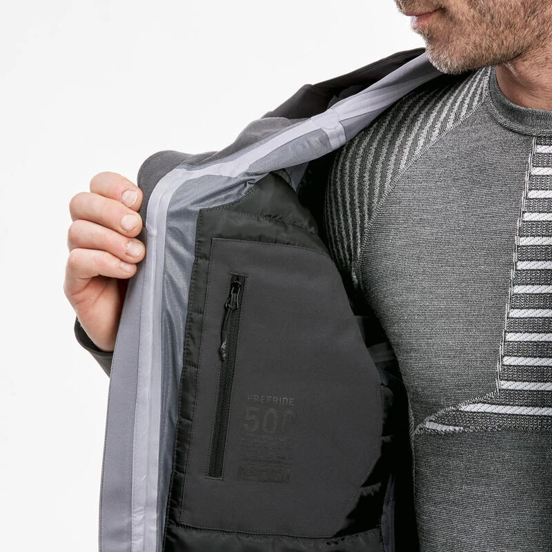 WEDZE Ski-jas Voor Heren FR500 Antracietgrijs 12 WEDZE Ski-jas Voor Heren FR500 Antracietgrijs - Afbeelding 12